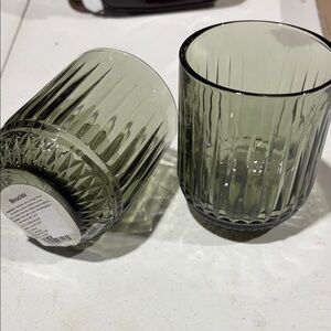 🌙 B32 Bouclair Green Glass votive holders